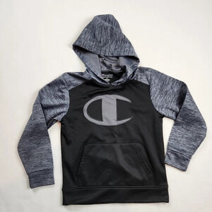Champion Black and Gray Logo Pullover Hoodie